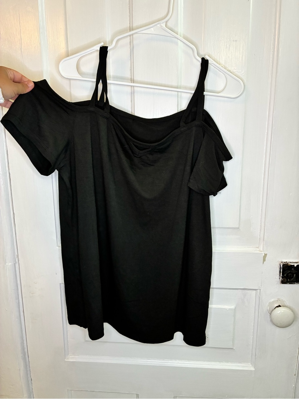 Cold-Shoulder Black Women's Tank Top